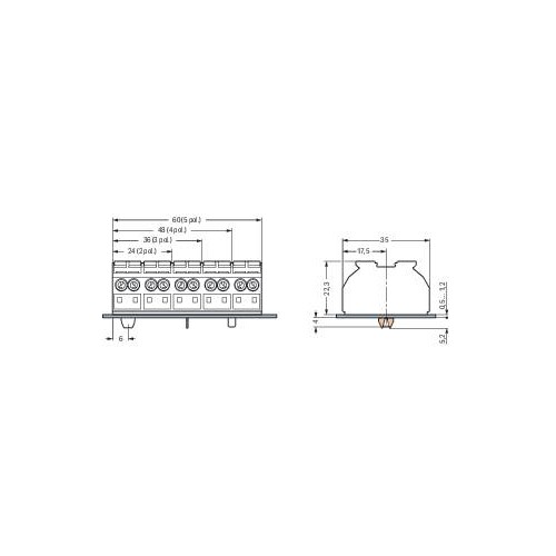 862-1505 WAGO VERB.-KL.5-P.SCHWARZ PE-N-L1-L2-L3 Produktbild Additional View 1 L