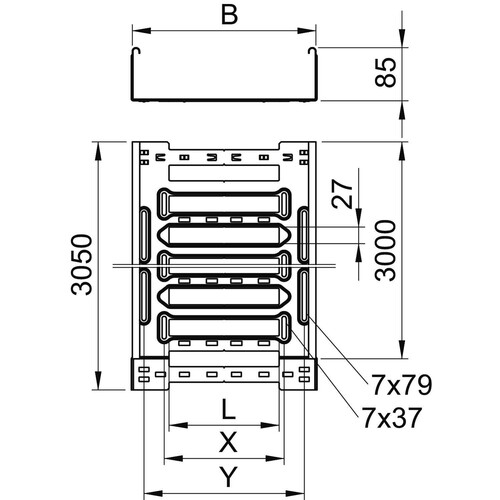 6059084 OBO MKSM 820 FS Kabelrinne MKSM gelocht m. Schnellverbindung 85x200x3050 Produktbild Additional View 1 L