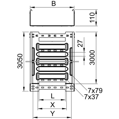 6059156 OBO MKSM 110 FS Kabelrinne MKSM gelocht m.Schnellverbindung 110x100x3050 Produktbild Additional View 1 L