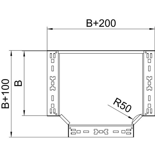 6042014 OBO RTM 130 FS T-Abzweigstück mit Schnellverbindung 110x300 Stahl band Produktbild Additional View 1 L