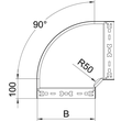 6041844 OBO RBM 90 130 FS Bogen 90° mit Schnellverbindung 110x300 Stahl bandverz Produktbild Additional View 1 S