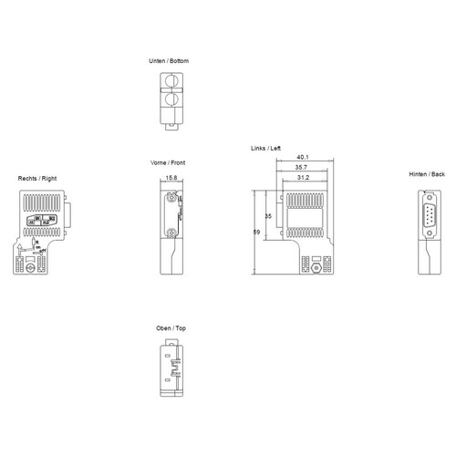 6ES7972-0BA52-0XA0 Siemens Simatic DP Anschlussstecker für Profibus b. 12Mbit Produktbild Additional View 2 L