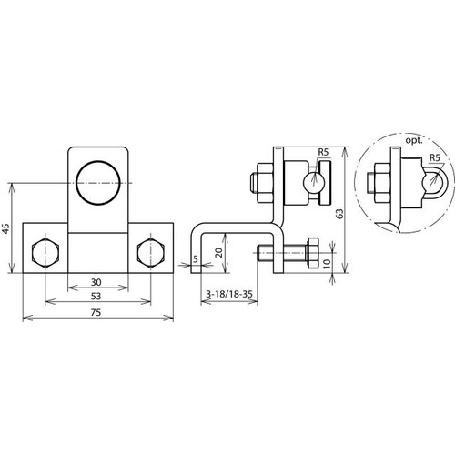 372120 DEHN Anschlussklemme senkrecht St/tZn f. Profile 5-18mm m. KS-Verbinder Produktbild Additional View 1 L