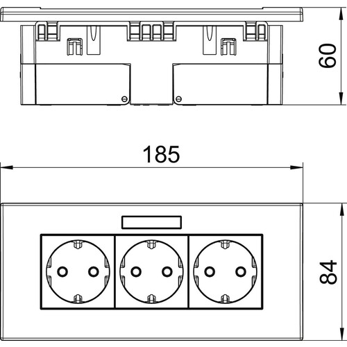 6119433 OBO SDE-RW D0RW3B Steckdosen- einheit Modul 45, 3fach 84x185x59mm Produktbild Additional View 1 L