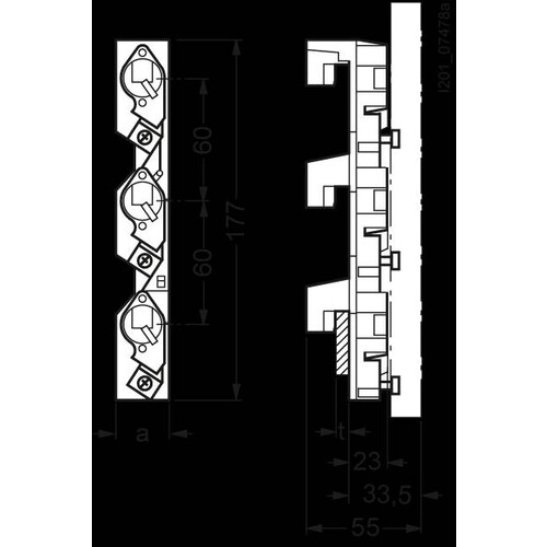 5SG6202 SIEMENS Neozed-Reitersicherungs- sockel f. Sammelsch. 60mm D02/63A 3-pol. Produktbild Additional View 1 L