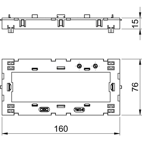 6288574 OBO 71MT3 45-2 Montageträger für Modul 45 offene Ausführung 150x76x51 Pol Produktbild Additional View 1 L