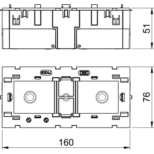 6288579 OBO 71GD9-2 Geräteeinbaudose 3-fach für Modul 45 160x76x51 Polyamid e Produktbild Additional View 1 L