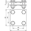 318233 DEHN Kreuzstück NIRO f.Fl 30/30mm Abm. 60x60mm o. Zwischenplatte Produktbild Additional View 2 S