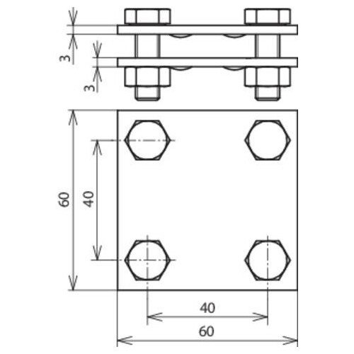 318233 DEHN Kreuzstück NIRO f.Fl 30/30mm Abm. 60x60mm o. Zwischenplatte Produktbild Additional View 2 L