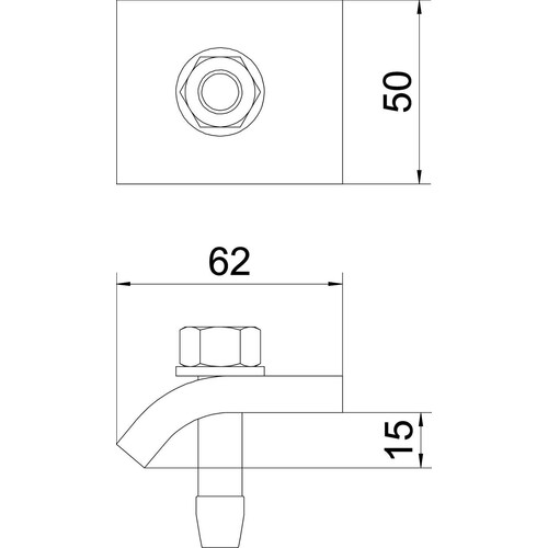6355056 OBO KWH 15 FT Klemmwinkel mit Hakenschraube, h = 15 mm 60x50 Stahl tau Produktbild Additional View 1 L