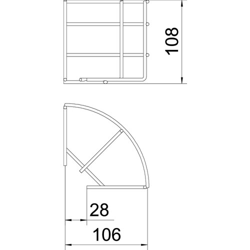 6002370 OBO GRB 90 110 G Gitterrinnenbogen 90° 105x100 Stahl galv Produktbild Additional View 1 L