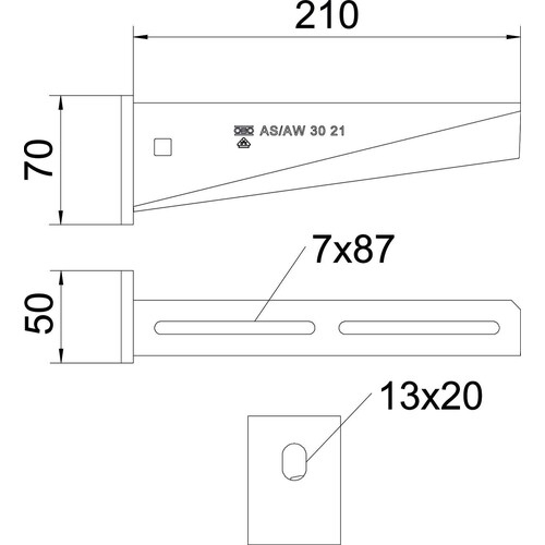 6443311 OBO AW 30 21 VA4571 Wand- und Stielausleger mit angeschweißter Kopfpla Produktbild Additional View 1 L