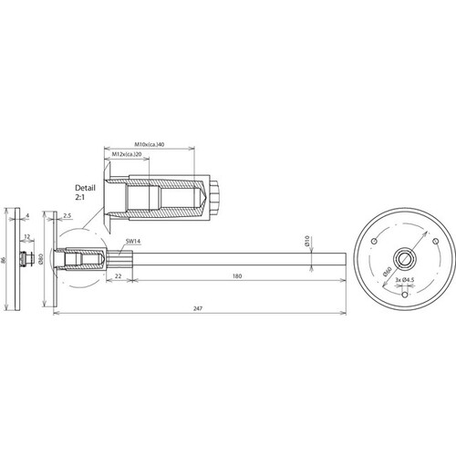 478049 DEHN Erdungsfestpunkt Typ M M10/M12 NIRO(V4A) m. verpresster Achse Produktbild Additional View 2 L