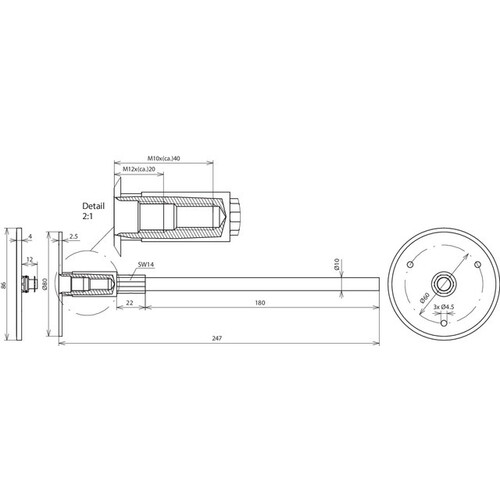 478049 DEHN Erdungsfestpunkt Typ M M10/M12 NIRO(V4A) m. verpresster Achse Produktbild Additional View 1 L