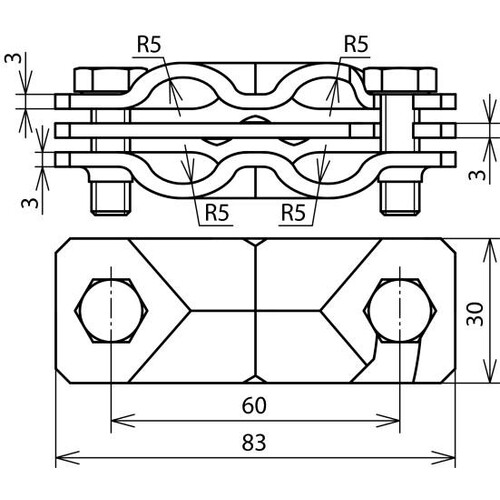 308070 DEHN SVP-Klemme St/tZn f. Rd 8-10/8-10mm - Rd 8-10/Fl 30mm-Fl 30/30mm Produktbild Additional View 1 L