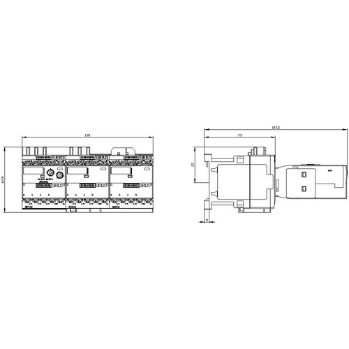 3RA2417-8XF31-1BB4 Siemens Stern Dreieck Kombination AC3, 11kW/400V DC24V, 50/6 Produktbild Additional View 2 L