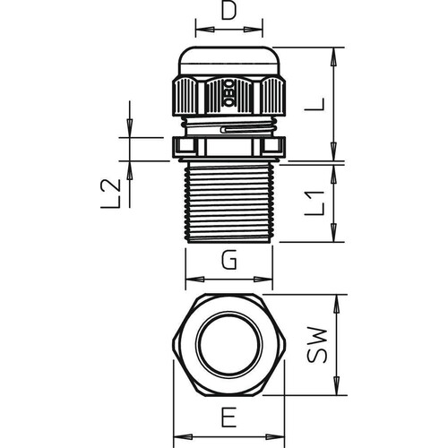 2022985 OBO V-TEC VM LL16 SW Kabel- verschraubung vollmetrisch lang 24mm Produktbild Additional View 1 L