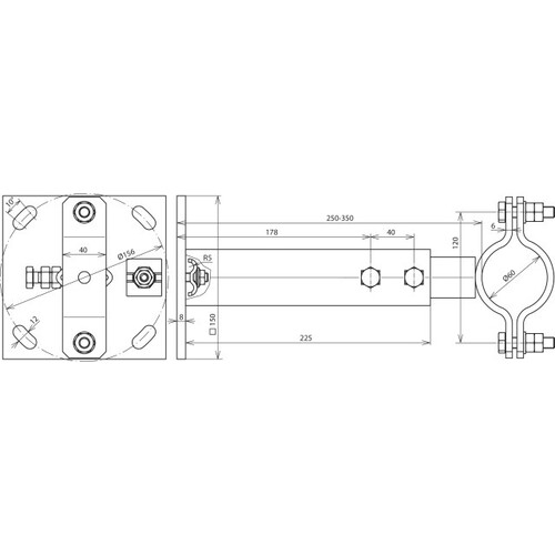 105345 DEHN Wandbefestigung St/tZn für Rohre D 60mm Wandabstand variabel 250-35 Produktbild Additional View 1 L