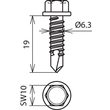 528619 DEHN Bohrschraube mit 6-kant-Kopf DIN 7504 6,3x19mm NIRO Produktbild Additional View 2 S