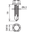 528619 DEHN Bohrschraube mit 6-kant-Kopf DIN 7504 6,3x19mm NIRO Produktbild Additional View 1 S