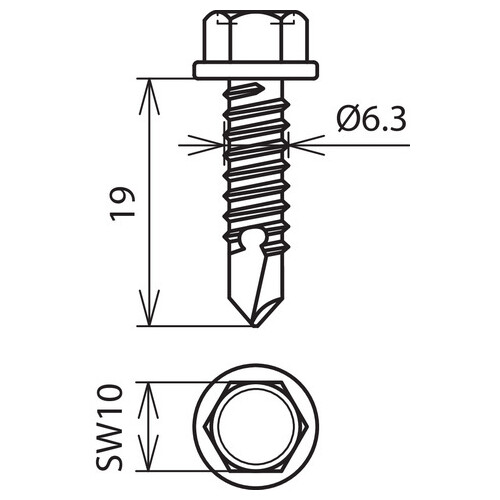 528619 DEHN Bohrschraube mit 6-kant-Kopf DIN 7504 6,3x19mm NIRO Produktbild Additional View 1 L