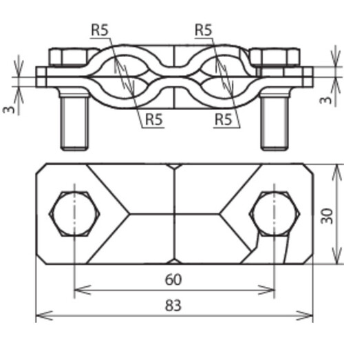 308060 DEHN SVP-Klemme St/tZn f. Rd 8-10/8-10mm - Rd 8-10/Fl 30mm-Fl 30/30mm Produktbild Additional View 1 L