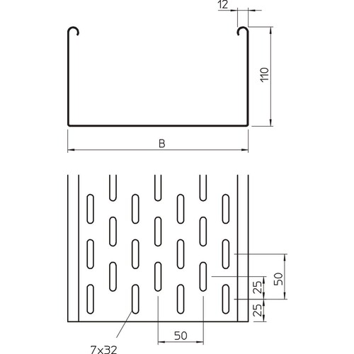 6061206 OBO SKS 120 FS Kabelrinne SKS gelocht, mit Verbinder 110x200x3000 Stah Produktbild Additional View 1 L