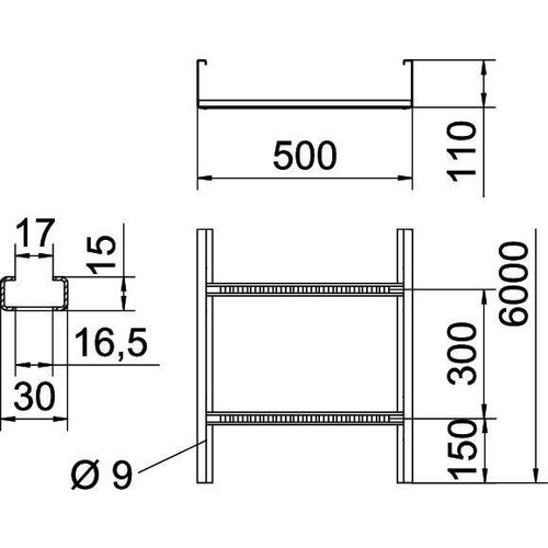 6311020 OBO WKLG 1150 FS Weitspannkabelleiter mit Seitenlochung 1 Produktbild Additional View 1 L