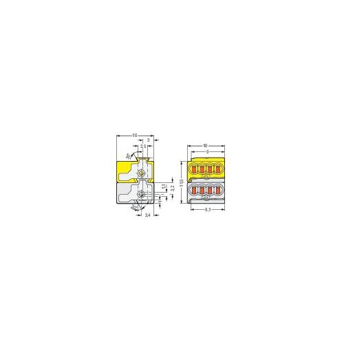 243-212 Wago EIB-Busankopplerklemme 2polig Lichtgrau/gelb Produktbild Additional View 1 L