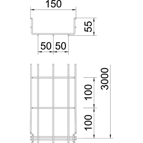 6001074 OBO GRM 55 150VA4301 Gitterrinne GRM 55x150x3000 Edelstahl, r Produktbild Additional View 1 L