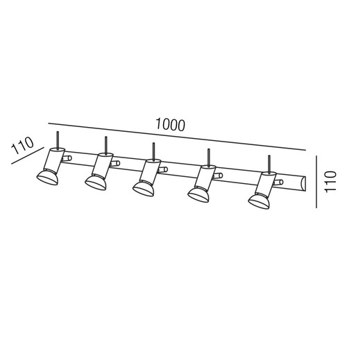 14525/100-NI Leuchtwurm Balken BASIC 5fl/Nickel matt gebürstet Produktbild Additional View 1 L