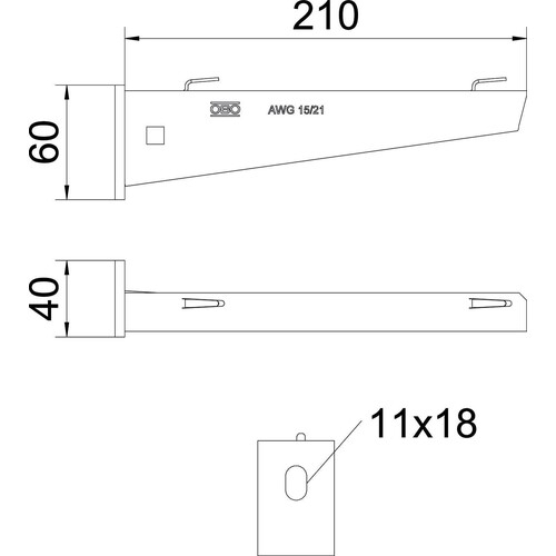 6420628 OBO AWG 15 21VA4301 Wand- und Stielausleger für Gitterrinne B210mm Ede Produktbild Additional View 1 L