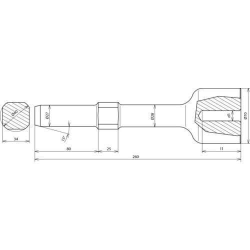 620009 DEHN Hammereinsatz f. TE D 20mm L 260mm f. Wacker Rund D 27x80mm Glocke Produktbild Additional View 1 L