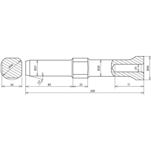 620005 DEHN Hammereinsatz f. TE D 20mm L 200mm f. Wacker rund D 27x80mm Produktbild Additional View 1 L