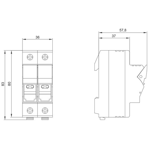 3NW7023-4 Siemens Zylindersicherungs- halter 10x38 1000V 30A 2-pol PV Anwendun Produktbild Additional View 1 L