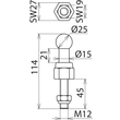 755245 DEHN Kugelfestpunkt D 25mm gerade m. Gewindebolzen u. Mutter M12x45 Produktbild Additional View 2 S