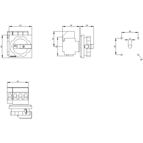 3LD2203-1TL53 Siemens Not-Aus-Haupt- Schalter 32A 11,5kW/400V Drehg. rot/gelb Produktbild Additional View 2 L