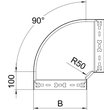 6041014 OBO RBM 90 330 FS Bogen 90° mit Schnellverbindung 35x300 Stahl bandverz. Produktbild Additional View 1 S