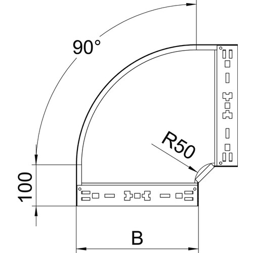 6041014 OBO RBM 90 330 FS Bogen 90° mit Schnellverbindung 35x300 Stahl bandverz. Produktbild Additional View 1 L