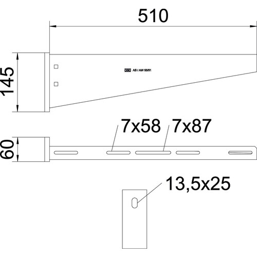 6418619 OBO AW 55 51 FT Wand- und Stielausleger mit angeschweißter Kopfpla Produktbild Additional View 1 L