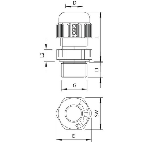 2022978 Obo V TEC VM L63 SW Kabelverschraubung vollmetrisch lang M6 Produktbild Additional View 1 L