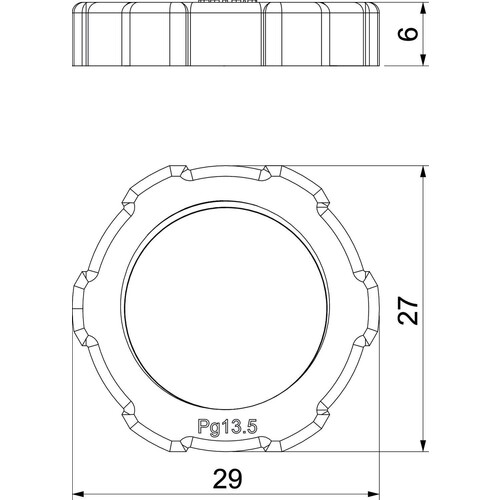 2043130 Obo 116 PG13.5 Gegenmutter PG13,5  Polystyrol  lichtgrau 7035 Produktbild Additional View 1 L