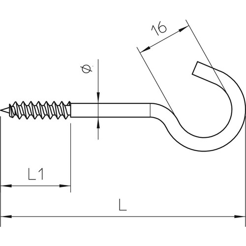 3450058 Obo 915 3.9x50 G Deckenhaken mit Holzschraubengewinde 3,9x50mm  Stahl ga Produktbild Additional View 1 L