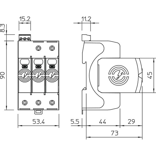 5095283 Obo V20 3+FS 280 SurgeController V20 dreipolig mit FS 280V Produktbild Additional View 1 L