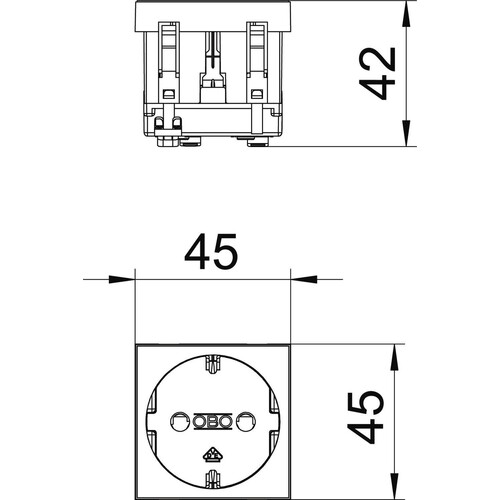 6120008 Obo STD D0 RW1 Steckdose 0°, 1 fach Schutzkontakt 250V, 10/16A  Polyca Produktbild Additional View 1 L