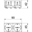 6120022 Obo STD D0 RW2 Steckdose 0°, 2 fach Schutzkontakt 250V, 10/16A  Polyca Produktbild Additional View 1 S