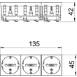 6120042 Obo STD D0 RW3 Steckdose 0°, 3 fach Schutzkontakt 250V, 10/16A  Polyca Produktbild Additional View 1 S