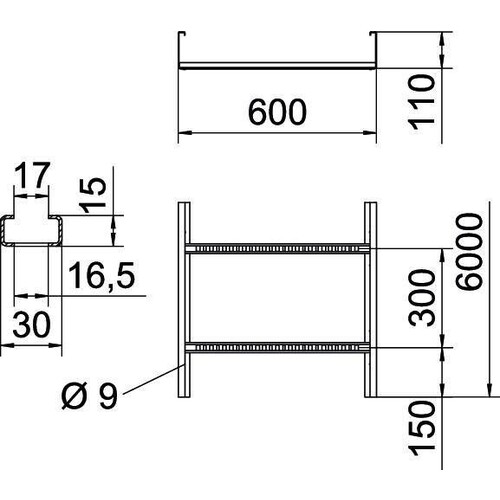 6311075 Obo WKLG 1160 FT Weitspannkabelleiter gelochter Seitenho Produktbild Additional View 1 L