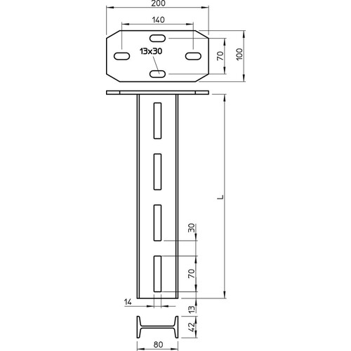 6361099 Obo IS 8 K 50 FT Hängestiel mit angeschweißter Kopfplatte 80x42x500  St Produktbild Additional View 1 L