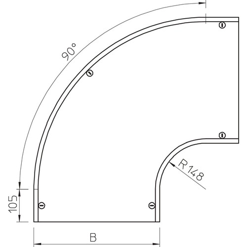 7129688 Obo DFB 90 400 FS Deckel Bogen 90° mit Drehriegeln, für RB 90 400 B400 Produktbild Additional View 1 L